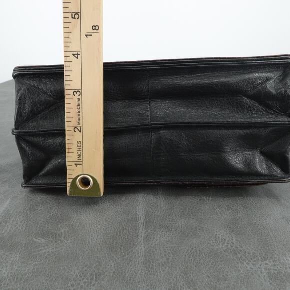 Brighton Handbag Womens Croc Embossed Brown Leather Braided Top Strap Purse - Picture 14 of 16